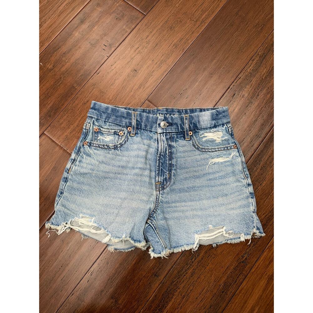 light-wash distressed curvy short denim shorts American Eagle 00
